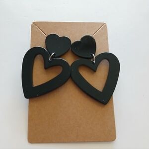 Fashion Jewelry Black Heart Earrings